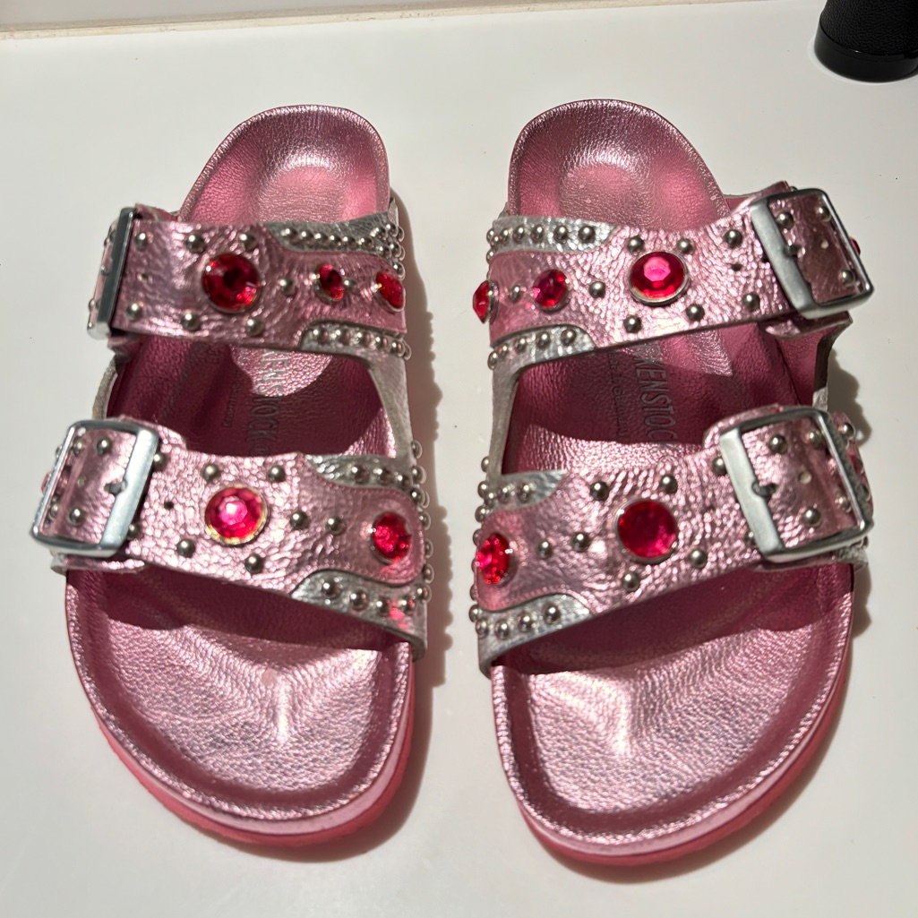 【激レア】BIRKENSTOCK×HEIDI KLUM ハラコ 37 Birkenstock Heidi Klum Metallic Bijou Beaded Sandal Shoe